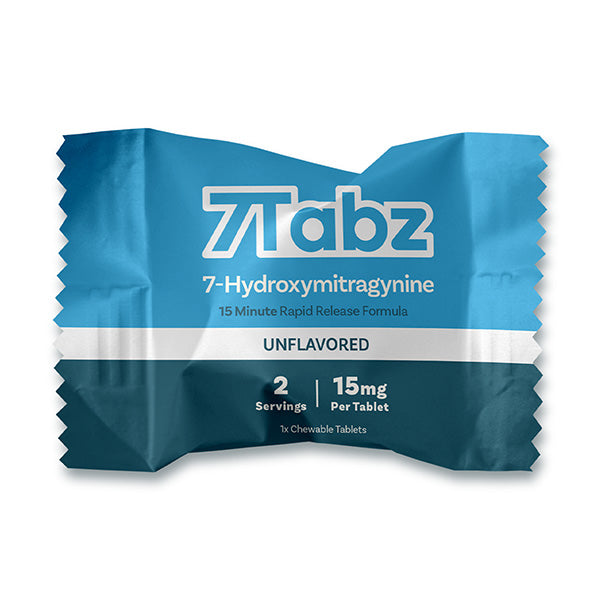 Blue and white package of Tlabz 7-Hydroxymitragynine on a white background