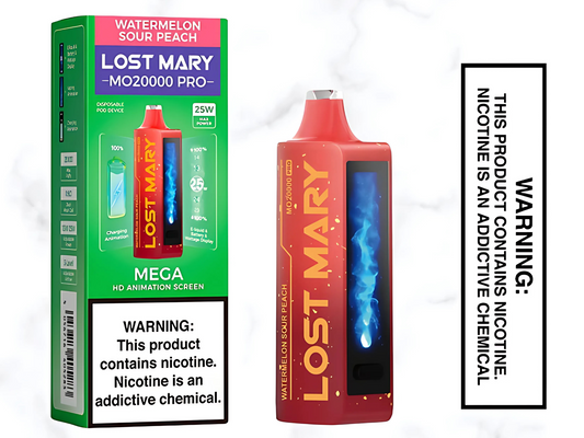 Lost Mary Pro MO20000 Disposable Vape – Watermelon Sour Peach (50 mg, ~20,000 puffs)